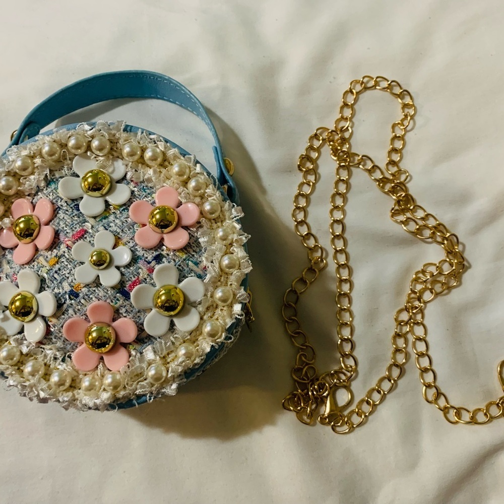Girls, mini Crossbody PU Leather and Tweed design. - Picture 3 of 9